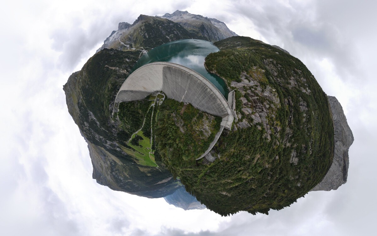 Bekijk details van de interactieve drone panorama Zillergrund Staumauer