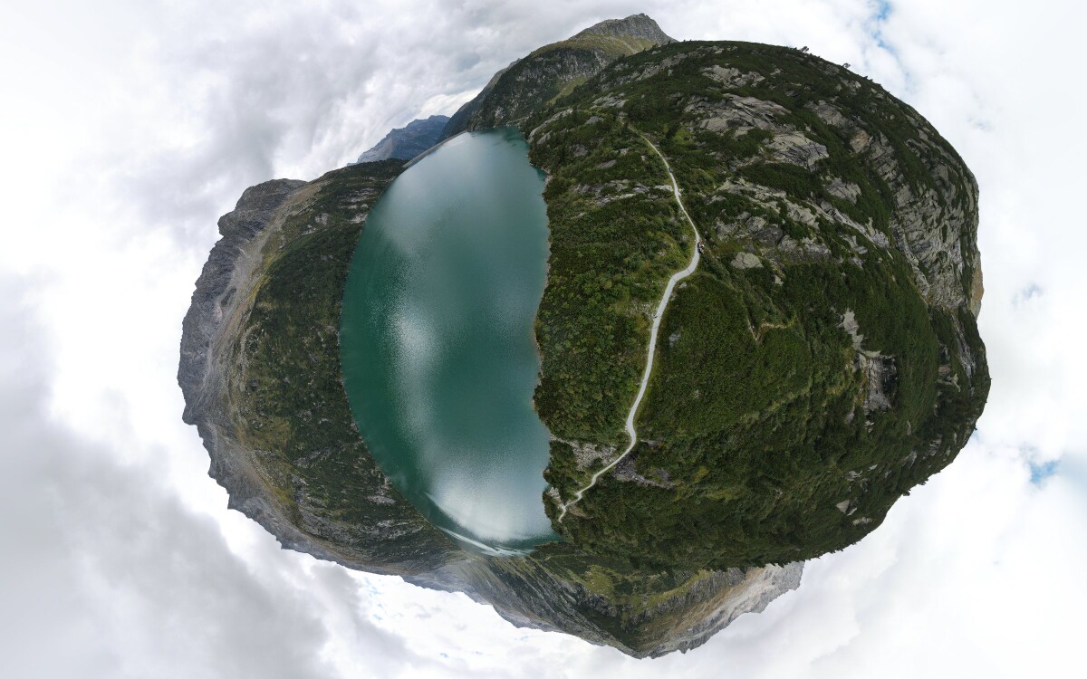 Bekijk details van de interactieve drone panorama Zillergrund Stausee Walk Path