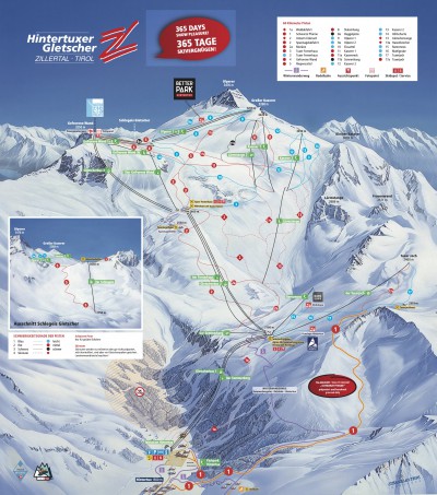 Mappa delle piste Hintertuxer Gletscher - Stagione sciistica 2015-2016 Mappa delle piste Hintertuxer Gletscher - Stagione sciistica 2015-2016